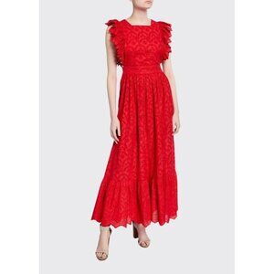 The Great Current Elliott Women's Eyelet Apron Dress Red Size 3